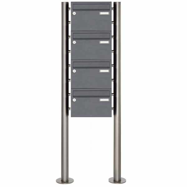 4-compartment 4x1 letterbox system freestanding Design BASIC 385220 7016 ST-R - RAL 7016 anthracite gray