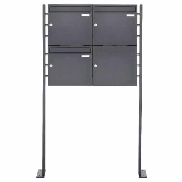 3-compartment Stainless steel free-standing letterbox system BASIC Plus 384XP ST-P powder-coated