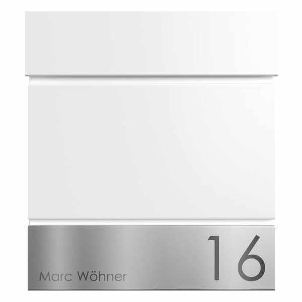 Mailbox KANT Edition with newspaper box - design Elegance 4 - RAL 9016 traffic white