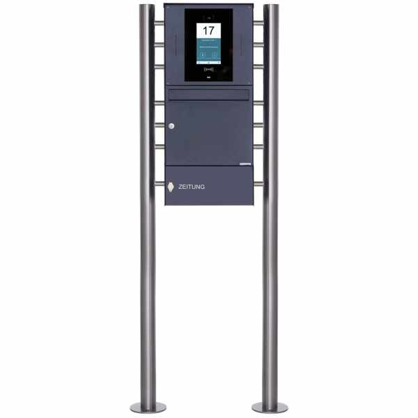 Stainless steel free-standing letterbox BASIC Plus 381X ST-R with newspaper box- RAL - STR Digital door station