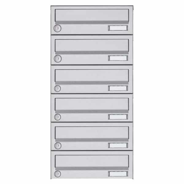 6-compartment Surface-mounted mailbox system Design BASIC 385A AP - stainless steel V2A, polished