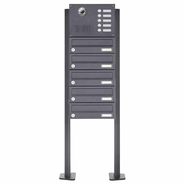 5-compartment free-standing letterbox Design BASIC Plus 385KXP ST-T with bell & speech - camera preparation
