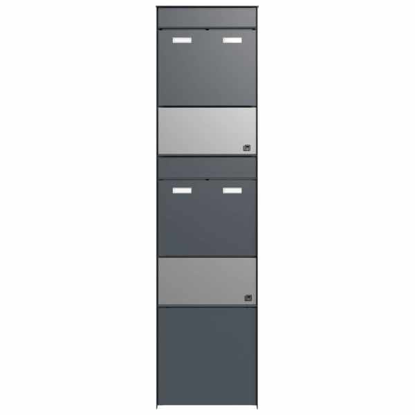 2-compartment Design mailbox stele GOETHE 200 with VA newspaper compartment - RAL of your choice