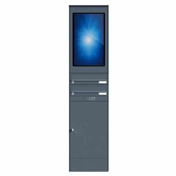 2-compartment Mailbox stele BASIC Plus 864X - parcel compartment 550x370 - 21.5" touch screen - RAL color
