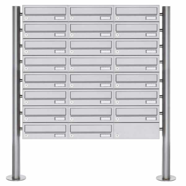 23-compartment Letterbox system freestanding Design BASIC 385-VA ST-R - stainless steel V2A, polished