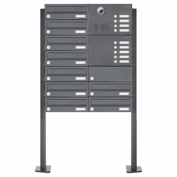 9-compartment free-standing letterbox Design BASIC Plus 385KXP ST-T with bell & speech - camera preparation