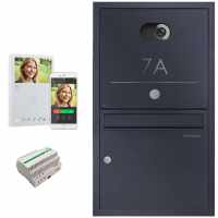 Stainless steel flush-mounted mailbox BASIC Plus 382XU Elegance - Comelit VIDEO Komplettset Wifi - RAL