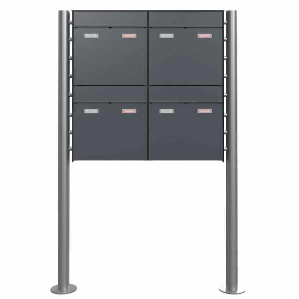 4-compartment 2x2 Design free-standing letterbox GOETHE ST-R - RAL of your choice
