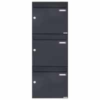 3-compartment 3x1 surface mailbox design BASIC 382A AP - RAL 7016 anthracite gray