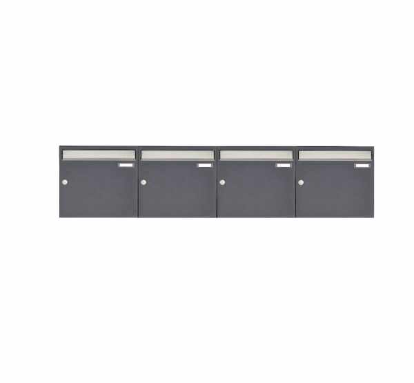 4-compartment 1x4 surface-mounted letterbox system Design BASIC 382 AP - stainless steel RAL 7016 anthracite gray