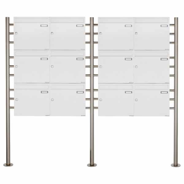12-compartment 3x4 letterbox system freestanding design BASIC 381 ST-R - RAL 9016 traffic white