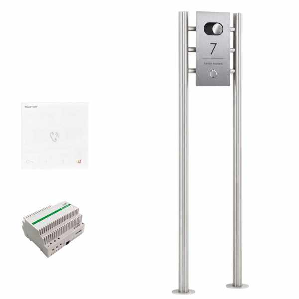Stainless steel doorbell freestanding DESIGNER 529S ST-R Elegance I - Comelit AUDIO Komplettset
