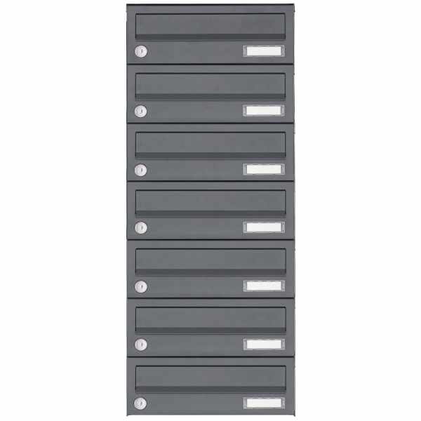 7-compartment Stainless steel surface mailbox system Design BASIC Plus 385XA AP - RAL of your choice