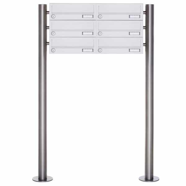 6-compartment 3x2 letterbox system freestanding Design BASIC 385-9016 ST-R - RAL 9016 traffic white