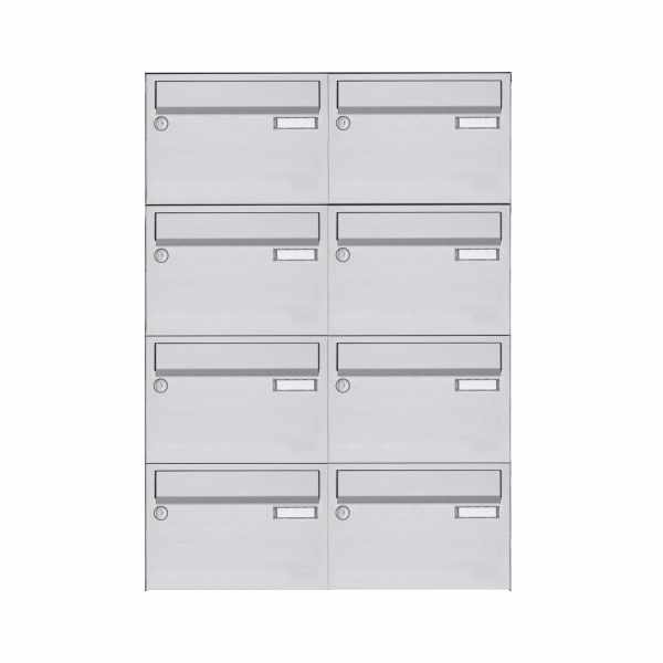 8-compartment Stainless steel surface mailbox system Design BASIC 385 A 220 - stainless steel V2A polished