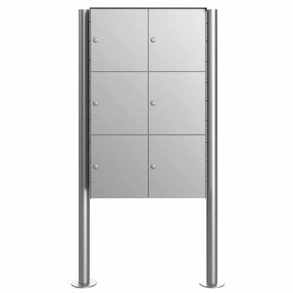 6-compartment Stainless steel locker free standing BASIC Plus 385XB - 6x lockers - stainless steel polished