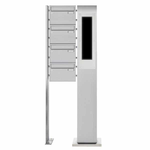4-compartment Stainless steel free-standing letterbox BASIC Plus 385X220 ST-P - GIRA System 106 - 5-compartment prepared