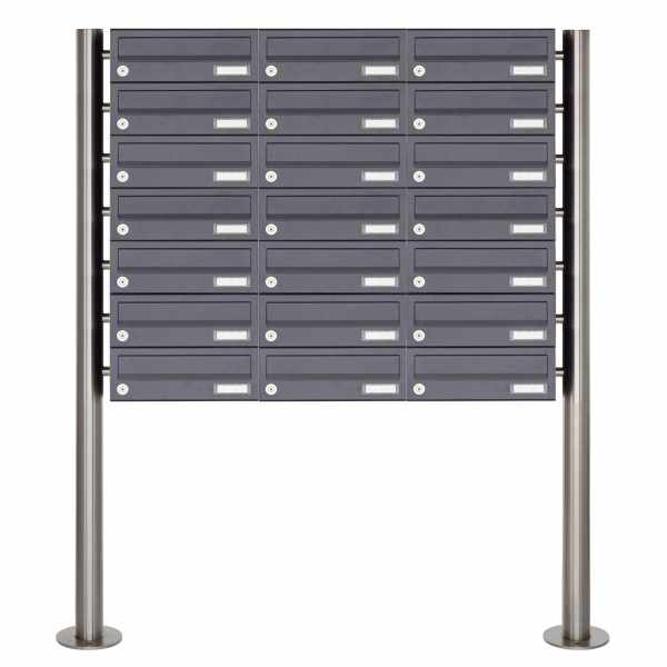21-compartment Letterbox system freestanding design BASIC 385 ST-R - RAL 7016 anthracite gray