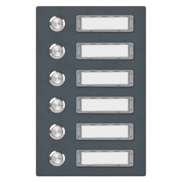 Stainless steel bell plate 150x225 BASIC 421 powder coated with nameplate - 6 parties