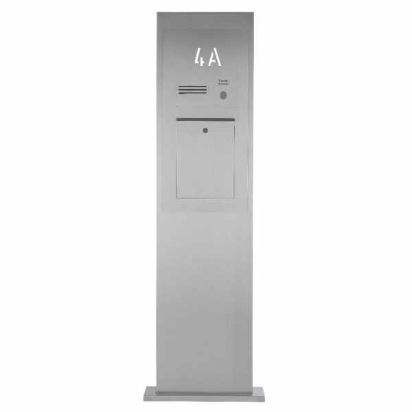Stainless steel mailbox column Designer with house number, rear light - INDIVIDUAL