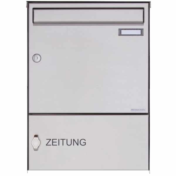 1er surface mailbox Design BASIC Plus 382XA AP with Zeitunsgsfach - stainless steel V2A polished
