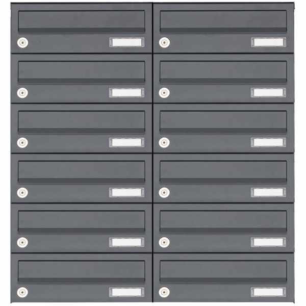 12-compartment 6x2 surface mounted mailbox system Design BASIC 385A AP - RAL 7016 anthracite gray