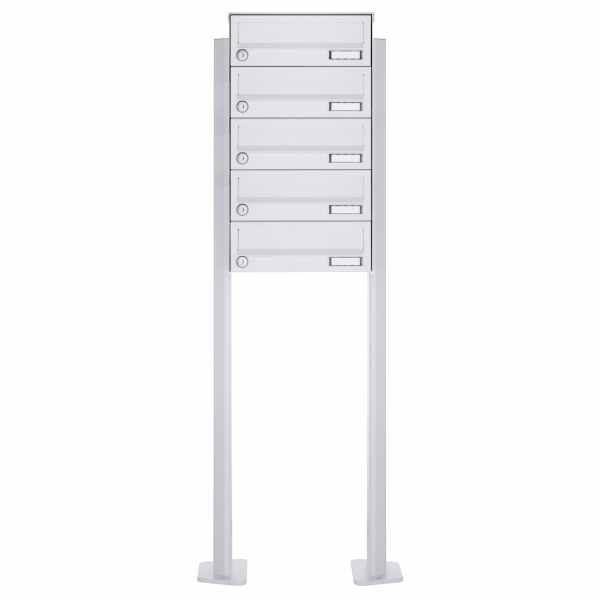 5-compartment free-standing letterbox Design BASIC 385P-9016 ST-T - RAL 9016 traffic white